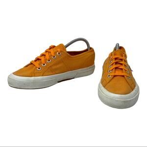 Superga 2750 Cotu Classic In Orange Canvas Lace Up Platform Sneakers Size 37